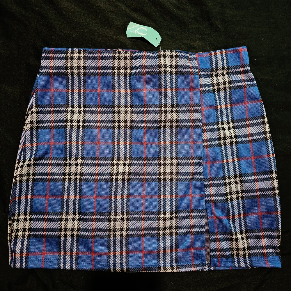 Better Be Blue and Black Checkered Mini Skirt